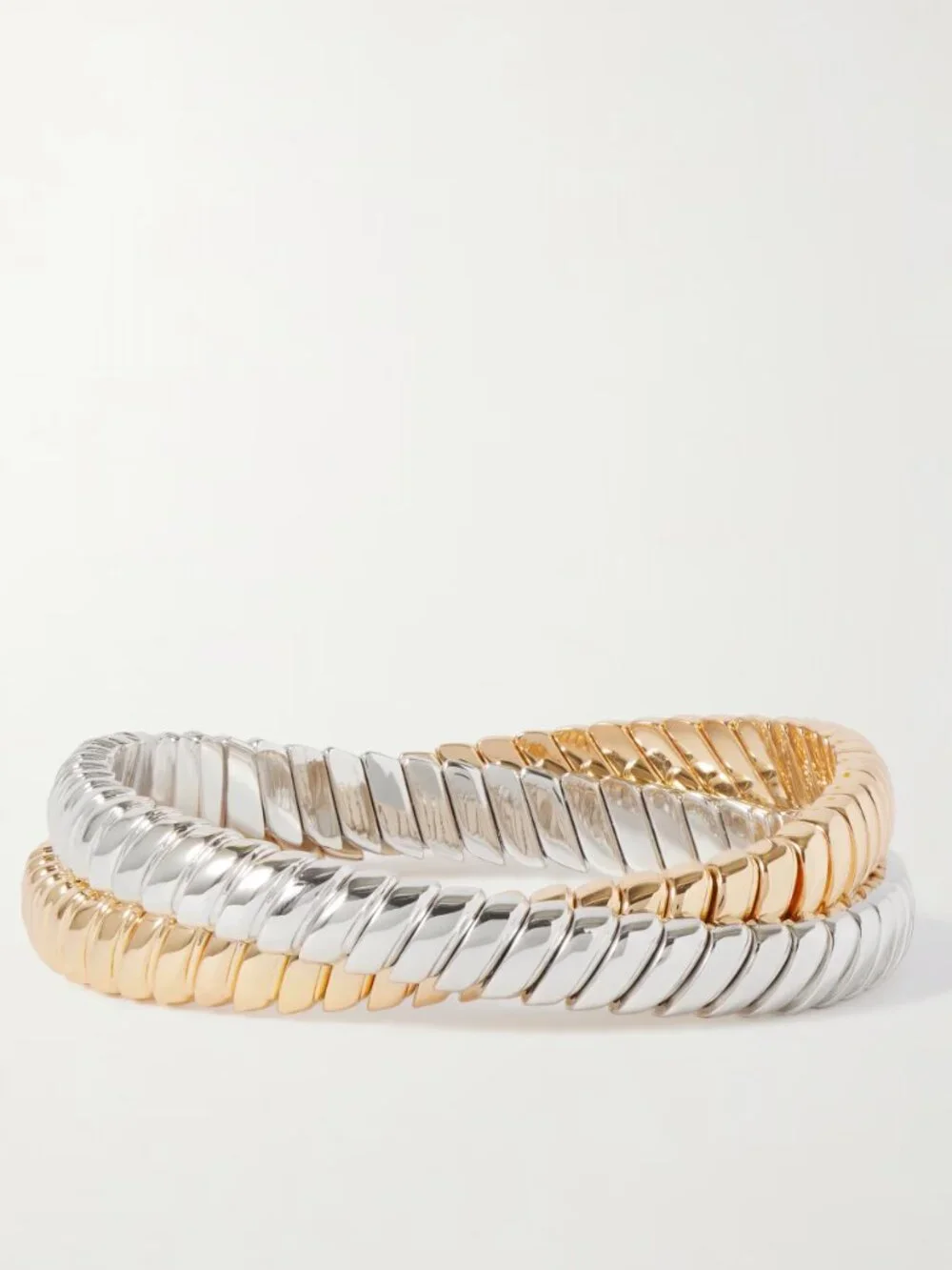 Roxanne Assoulin Double Cobra Bracelet in Shiny Gold & Bright Silver
